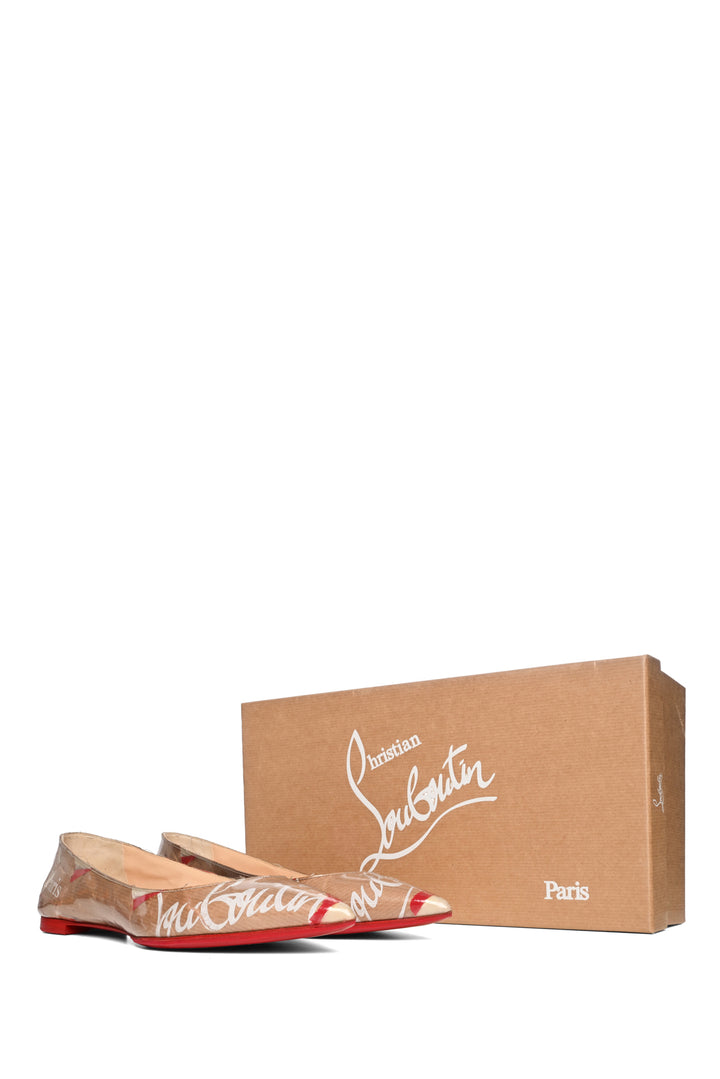 Christian Louboutin Size 38.5 Loubi Kraft Ballalla PVC  Flats
