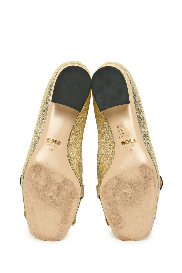 Gucci Size 42 Crackle Leather Marmont Loafer Pumps
