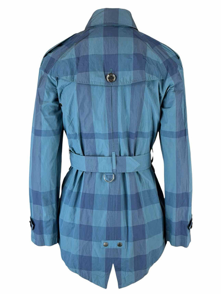 Burberry Size 6 Mid Length Plaid Trench Coat