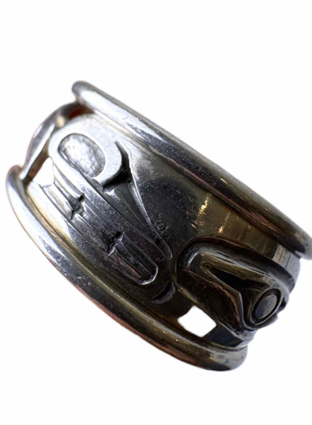Size 10 Norman Bentley Silver Engraved Indigenous Ring