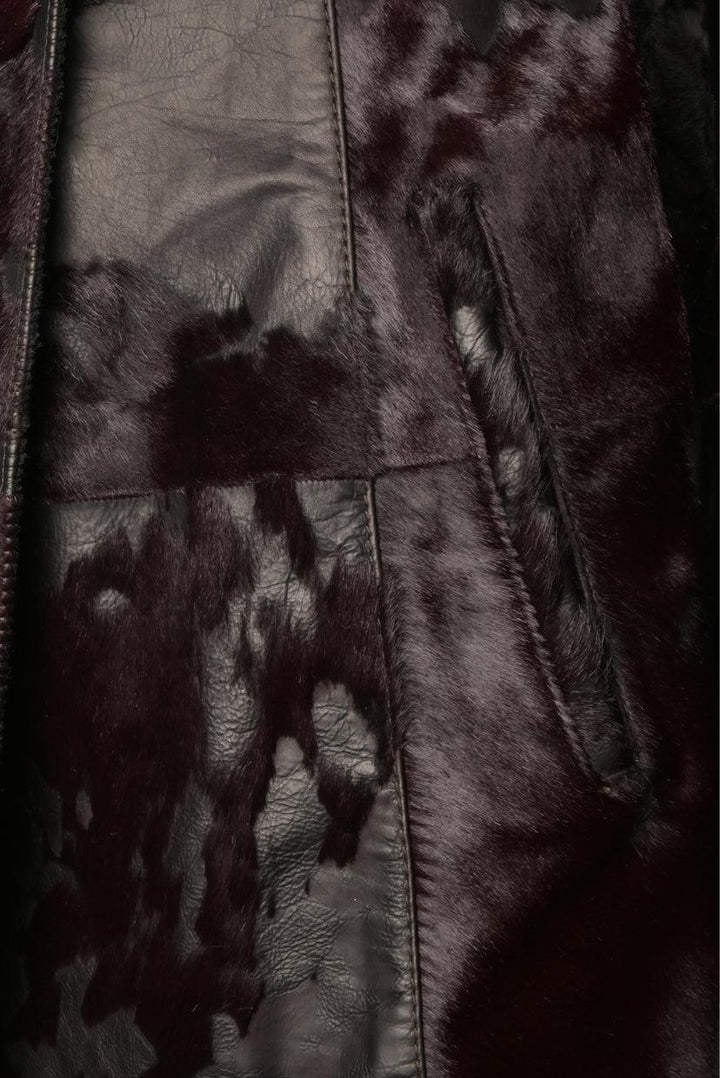 BOSS Size 8 Leather & Pony Hair Coat