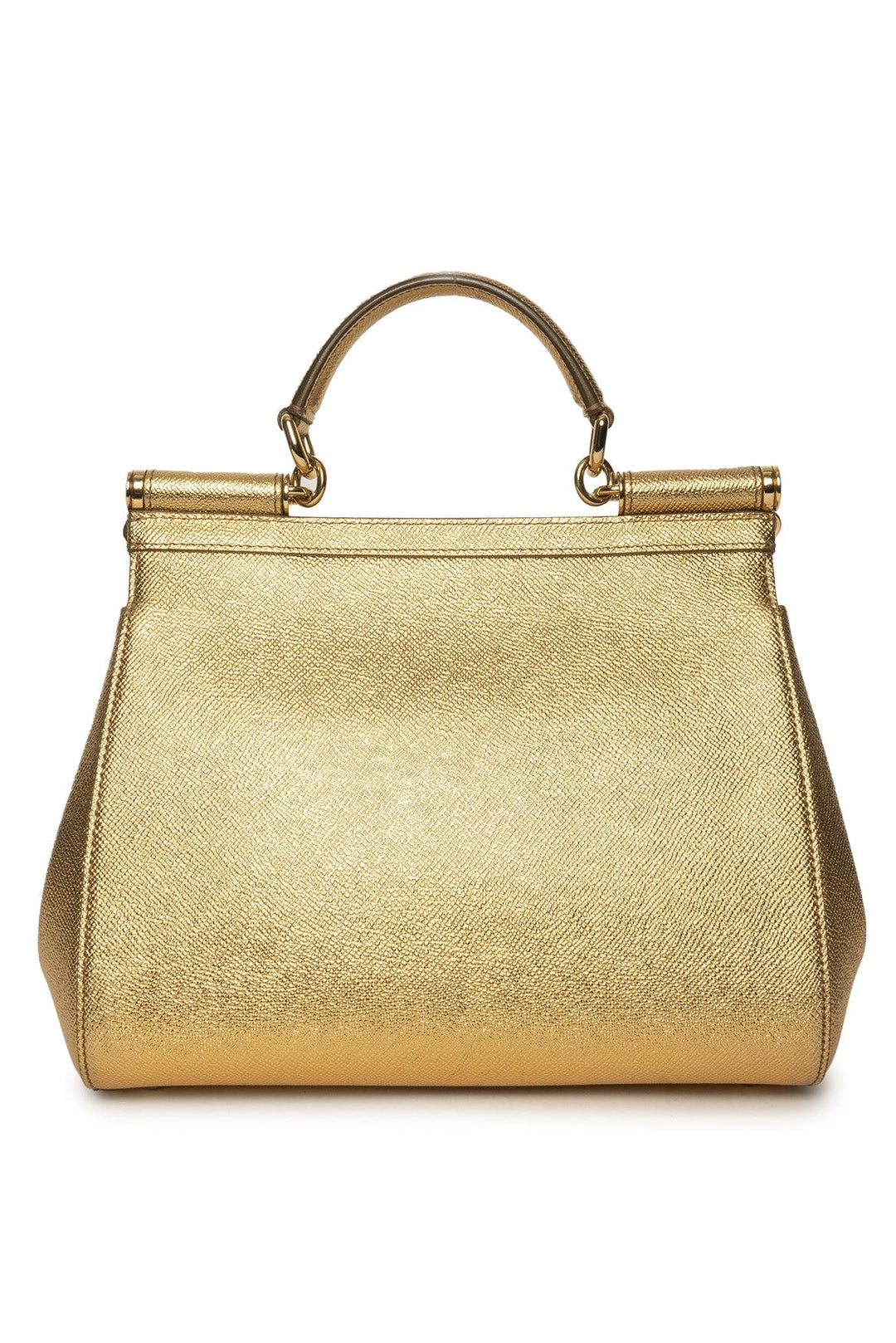 Dolce & Gabbana Medium Metallic Leather Miss Sicily Top Handle Bag