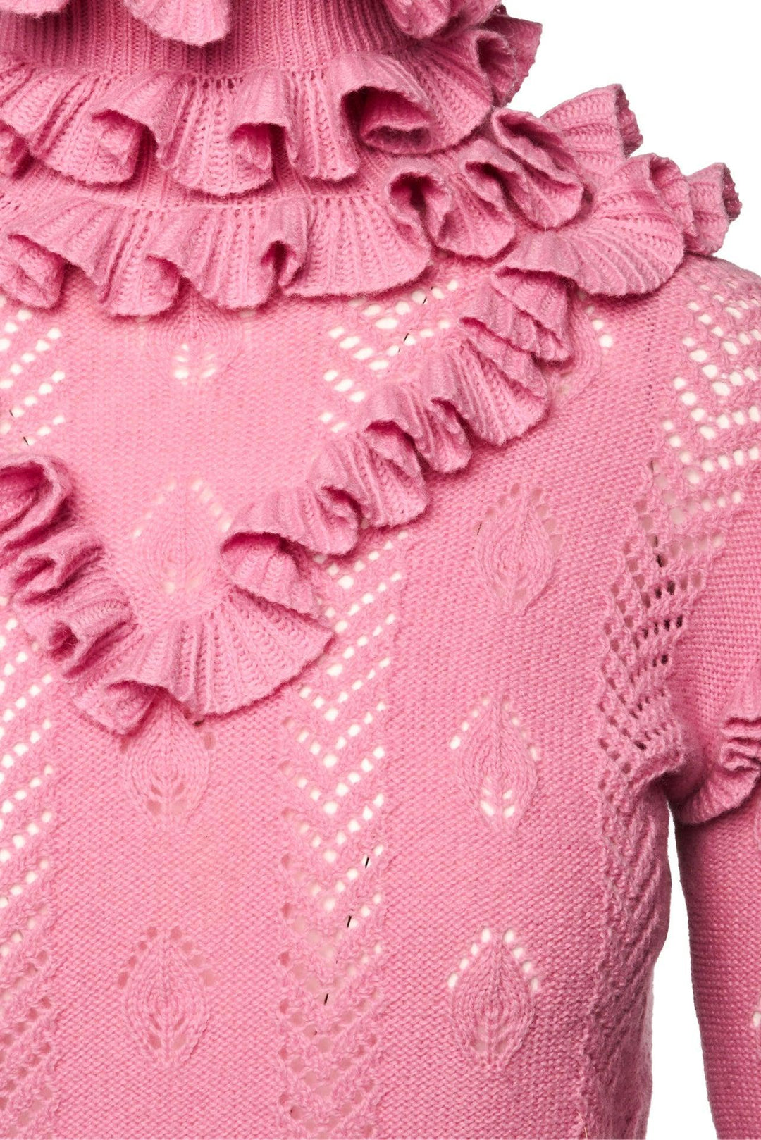 Gucci Size M Wool Eyelet Ruffle Turtleneck Sweater