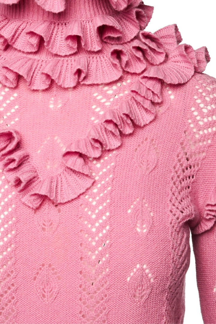 Gucci Size M Wool Eyelet Ruffle Turtleneck Sweater