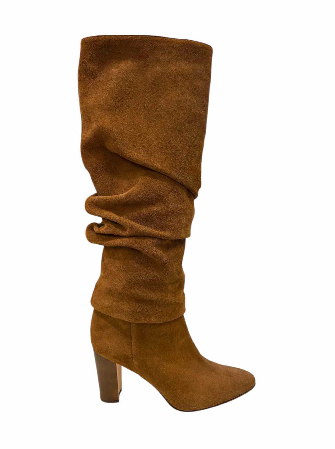 Manolo Blahnik Size 37.5  Tall Gathered Suede Boots