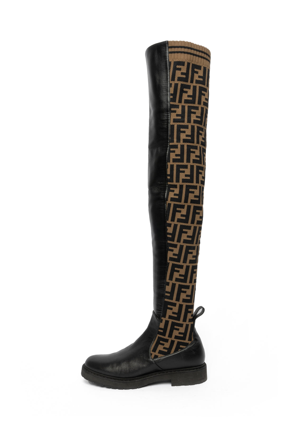 Fendi Size 38 Zucca FF Rockoko Thigh High Boots