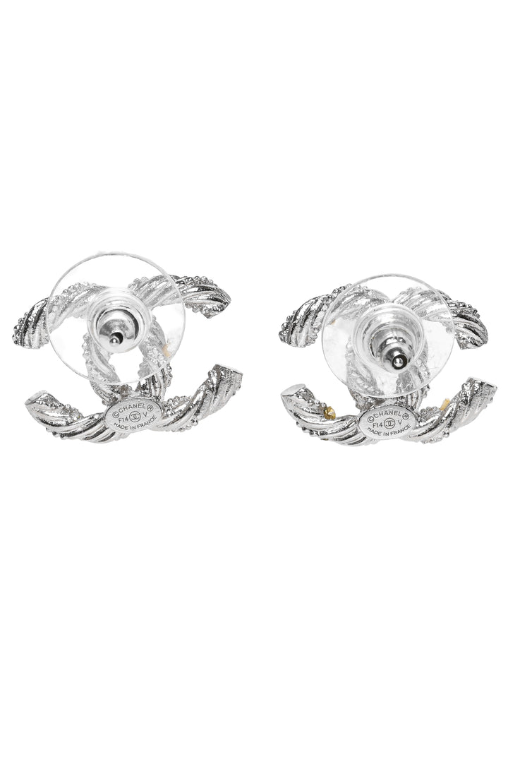Chanel 2014 Crystal Twisted CC Earrings