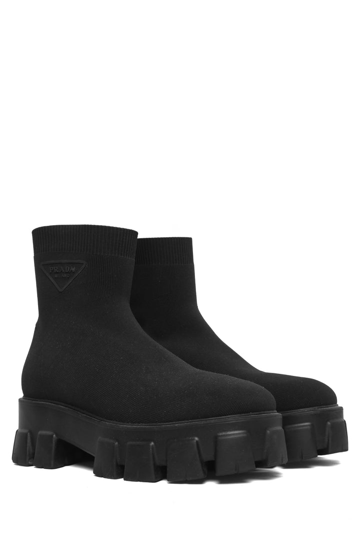 Prada Size 38.5 Monolith Lug Sole Knit Booties