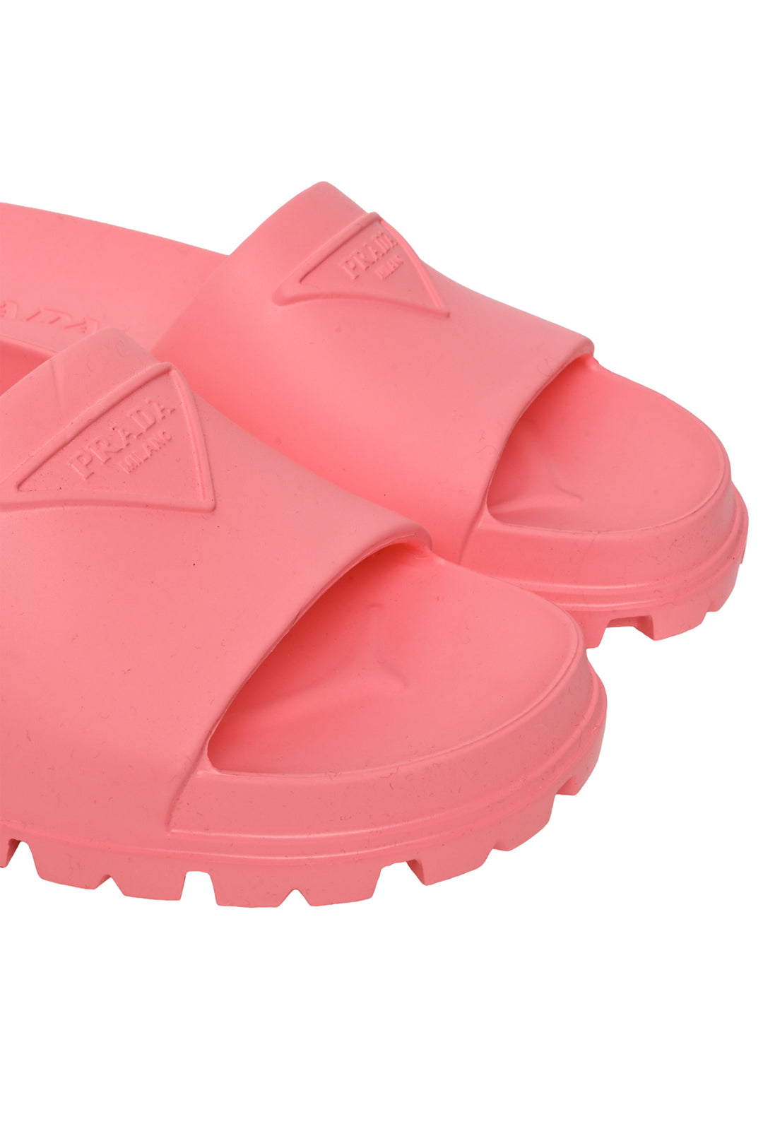 Prada Size 36 Triangle Logo Rubber Slides