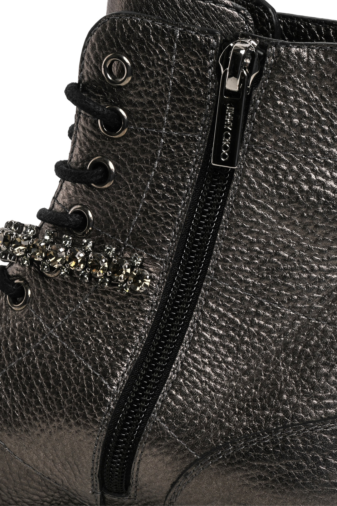 Jimmy Choo Size 39.5 Crystal Embellished Cruz Combat Ankle Boots