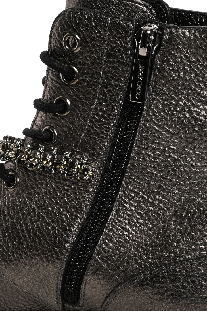 Jimmy Choo Size 39.5 Crystal Embellished Cruz Combat Ankle Boots