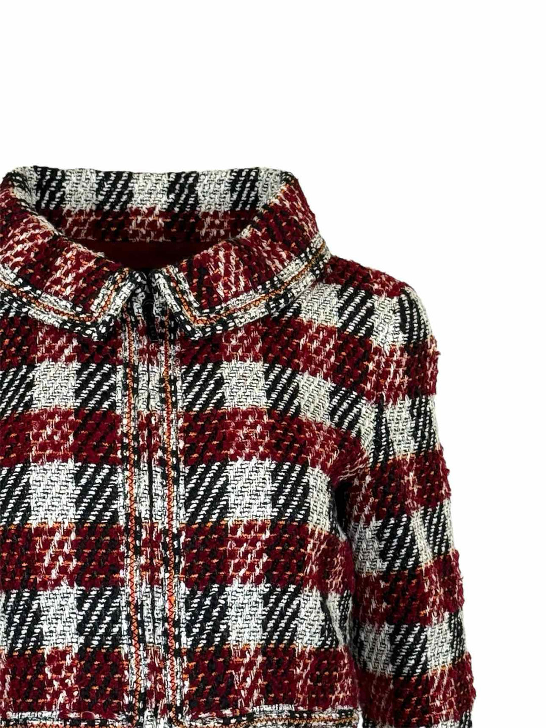 Chanel Size 40 Cropped Plaid Tweed Jacket