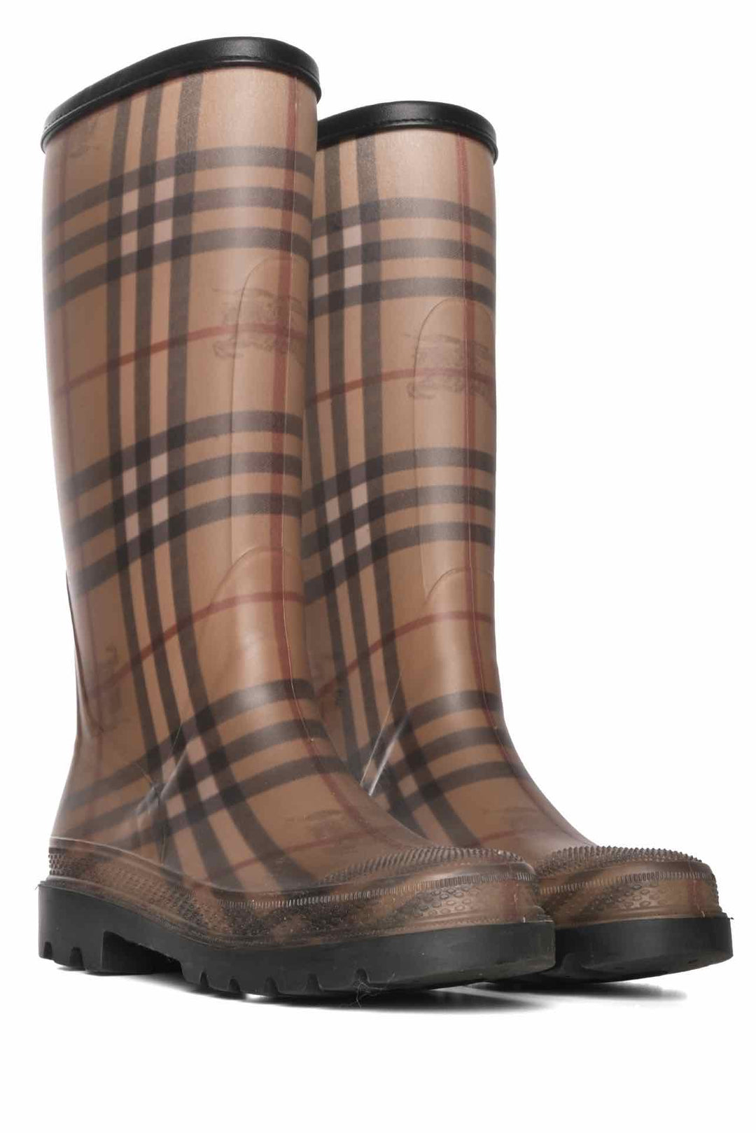 Burberry Size 37 Check Print Rubber Rain Boots