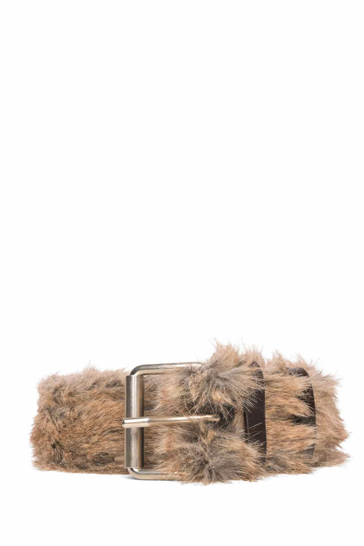 Dries Van Noten Size 33 Fur Studded Leather Belt