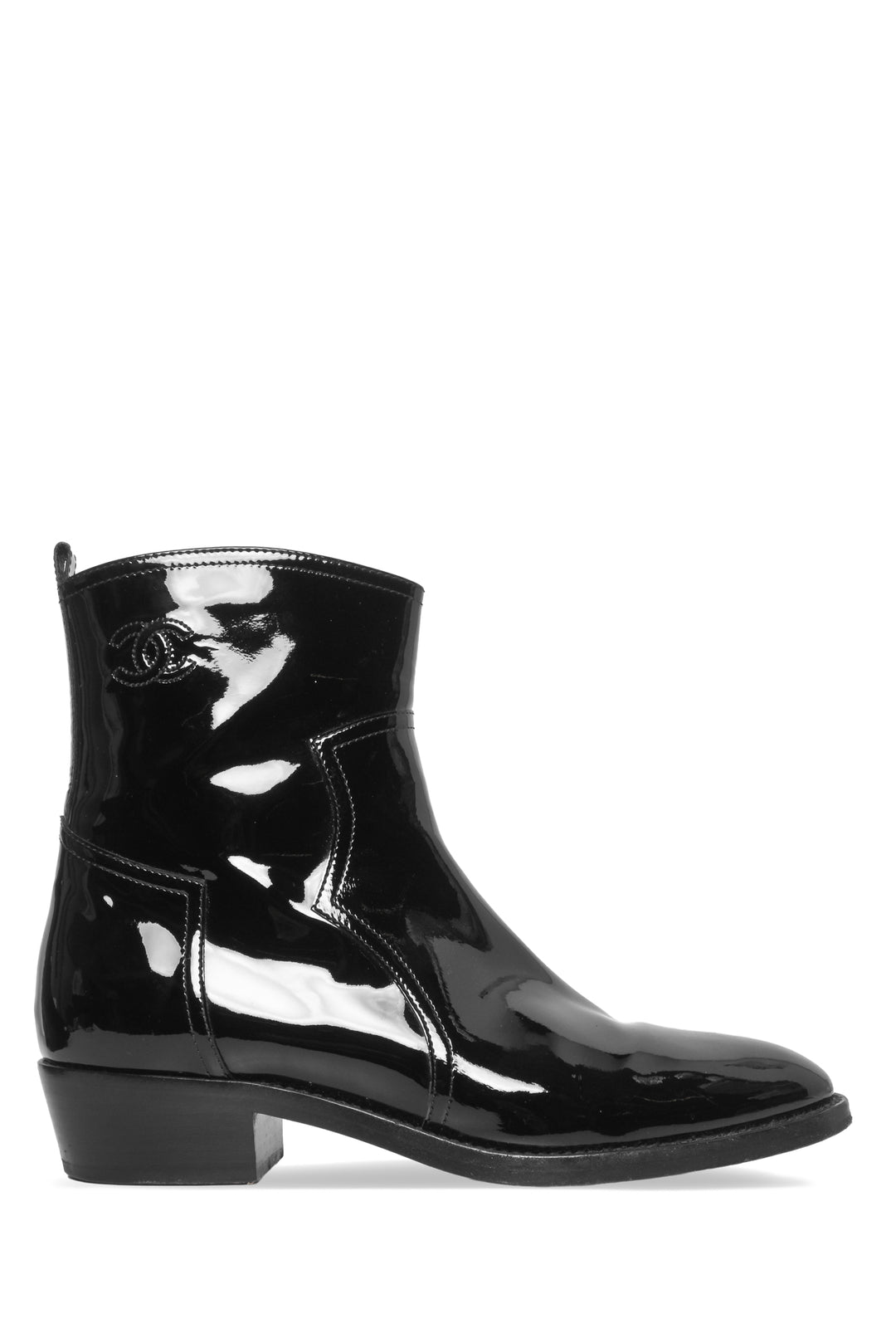 Chanel Size 40 Patent Calfskin Short Ankle Boots