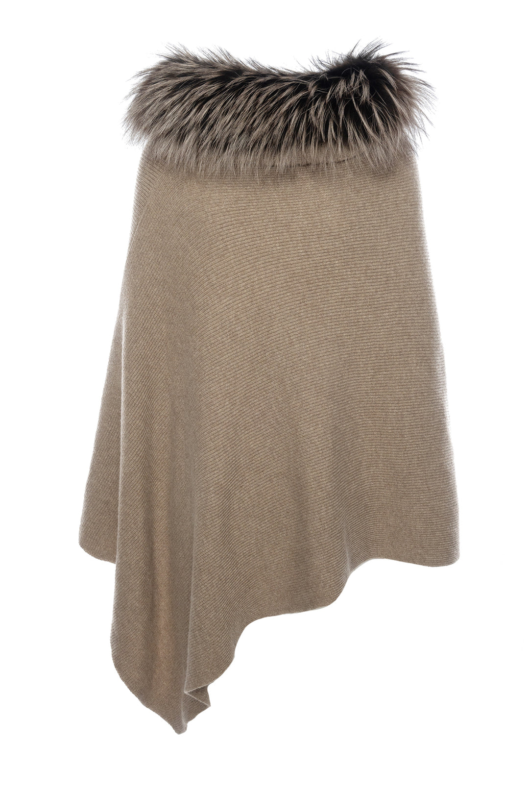 Fur Trimmed Cashmere Poncho