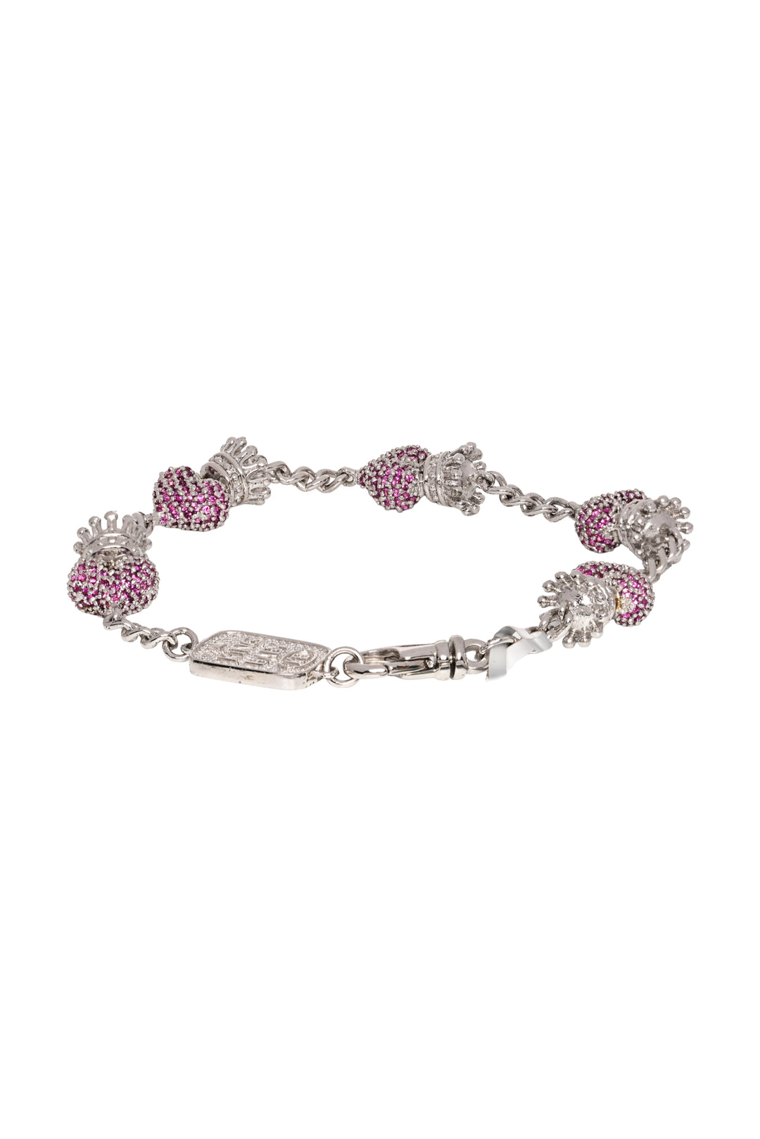 King Baby Pave Cubic Zirconia Crowned Heart Motif Bracelet