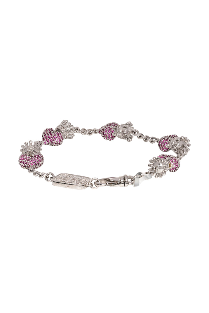 King Baby Pave Cubic Zirconia Crowned Heart Motif Bracelet