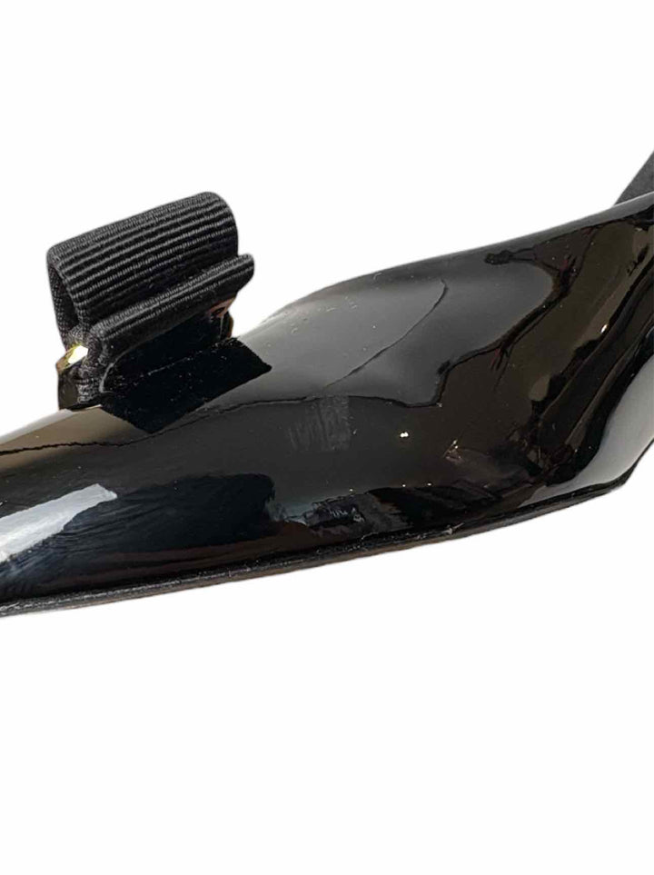Ferragamo Size 8 Vara Bow Patent Leather Slingback Pumps