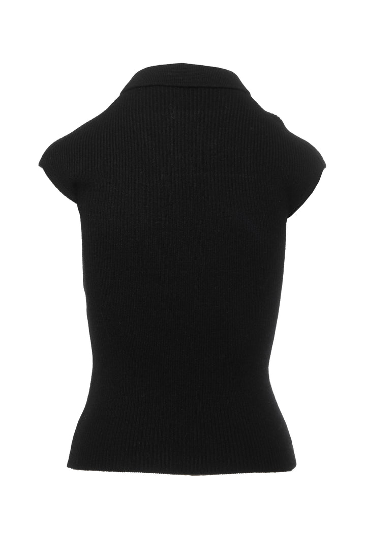 Dior Size 4 Cashmere Knit Sleeveless Polo Sweater