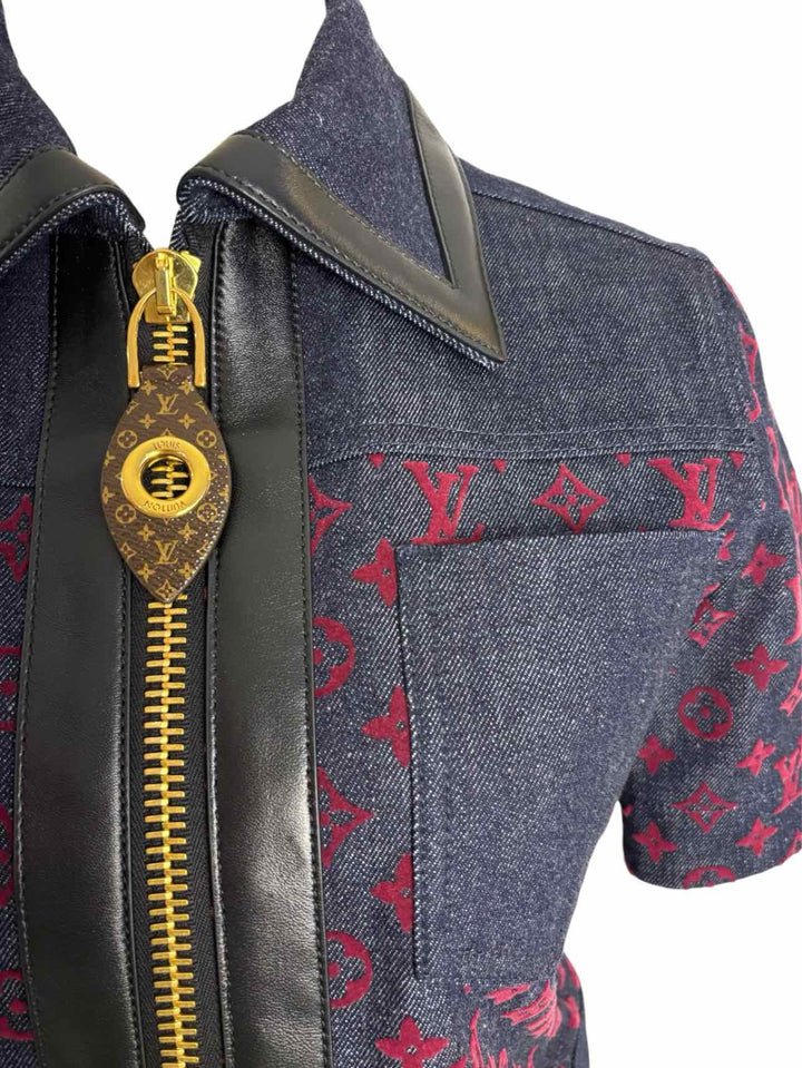 Louis Vuitton Size 38 Flocked Monogram Denim Dress