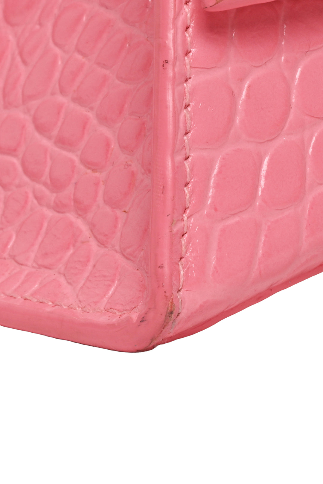 Balenciaga Small Hourglass Crocodile Embossed Leather Top Handle Crossbody