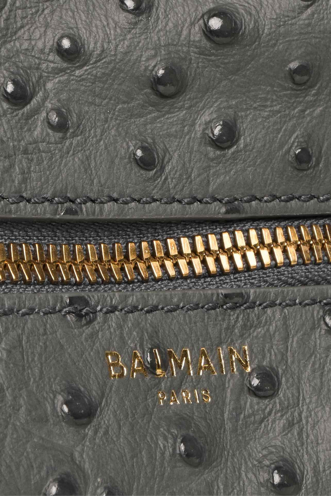 Balmain Pulse Ostrich-Effect Leather Shoulder Bag