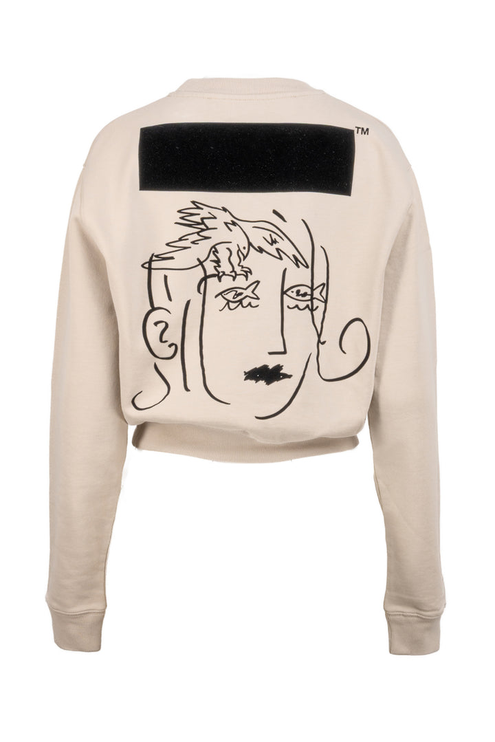 Off White Size XS Animal Portrait Crop Crewneck Sweatshirt