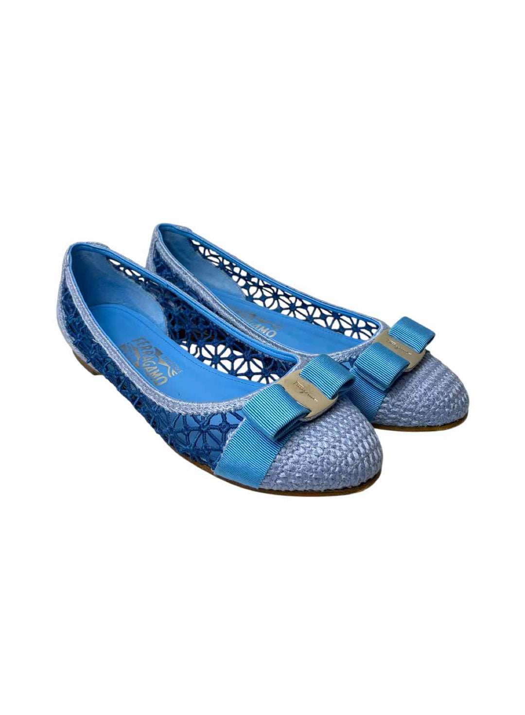 Ferragamo Size 8 Varina Crochet Ballet Flats