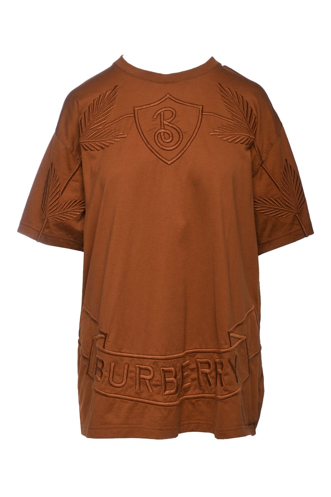 Burberry Size M Men's Embroidered Oak Leaf Crest Cotton T-shirt