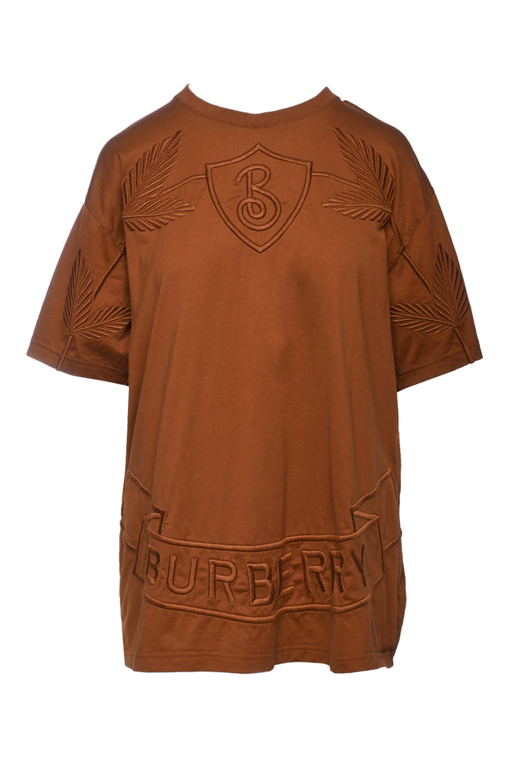 Burberry Size M Men's Embroidered Oak Leaf Crest Cotton T-shirt