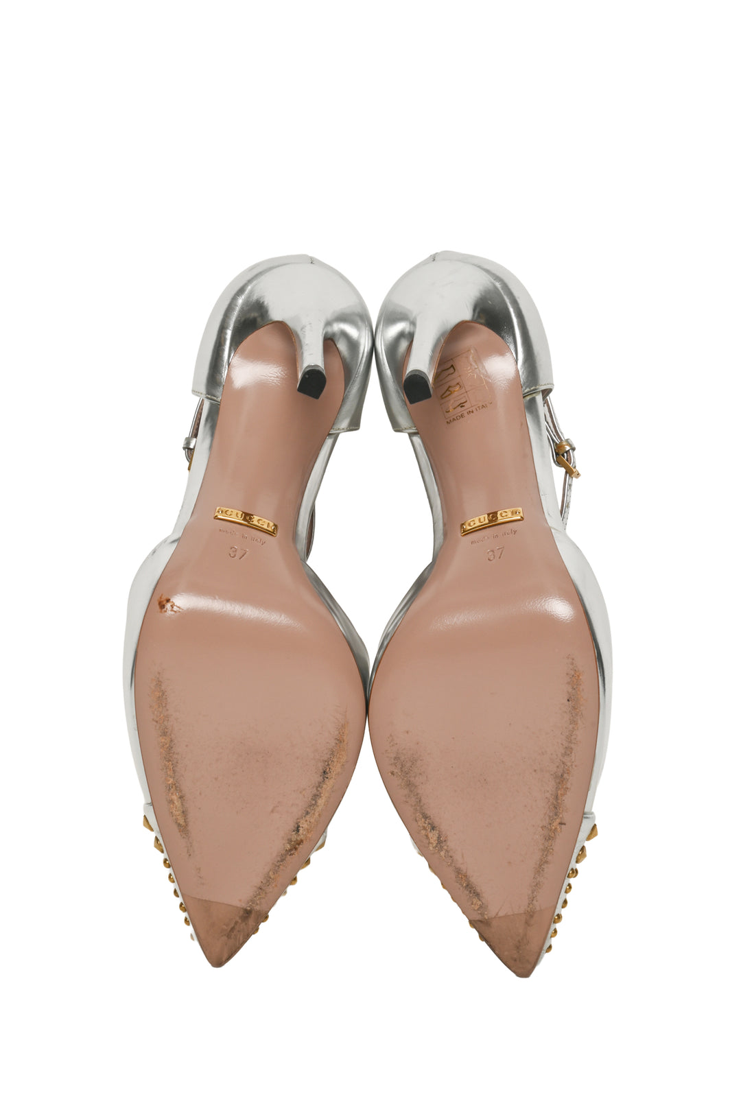 Gucci Size 37 Metallic Studded Pumps
