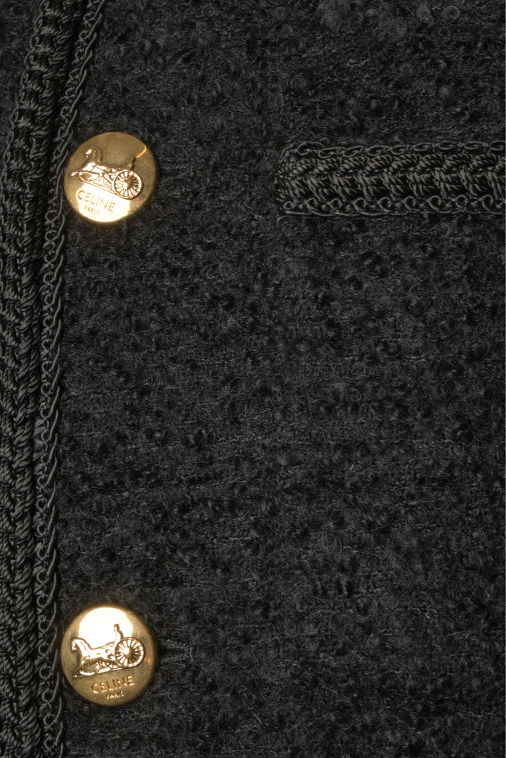 Celine Size 40 Boucle Tweed Chasseur Jacket