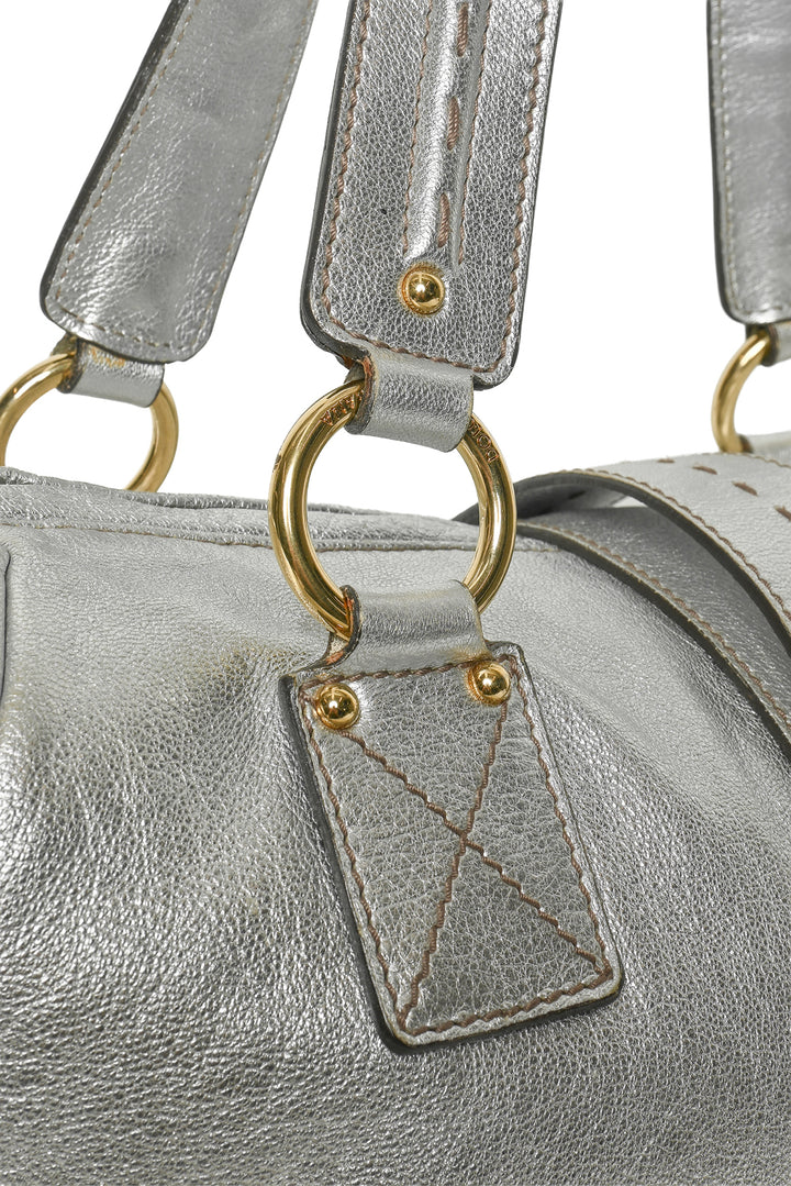 Dolce & Gabbana Studded Metallic Leather Buckle Shoulder Bag