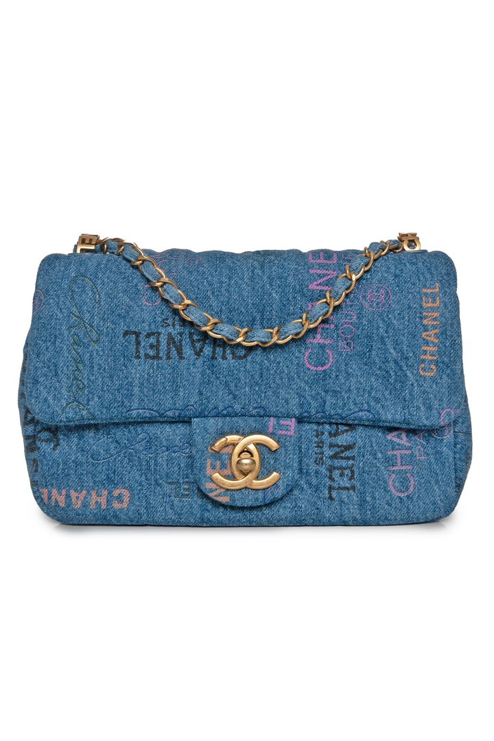 Chanel Denim Quilted Mini Denim Mood Rectangular Flap Shoulder Bag