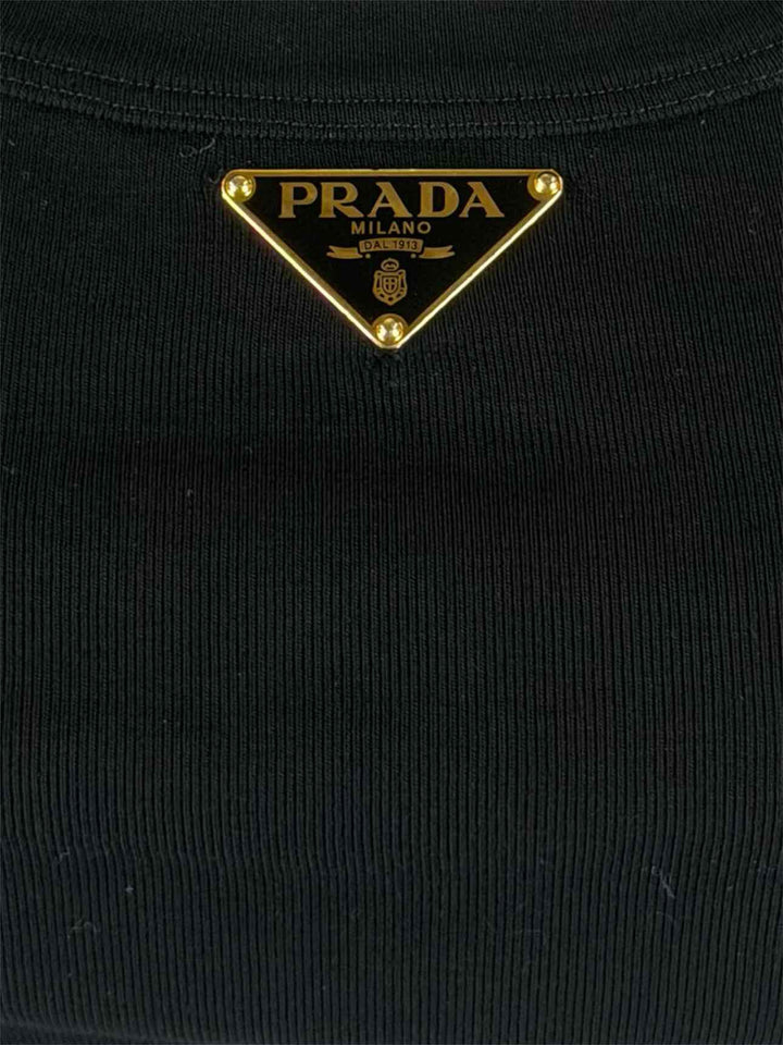 Prada Size 36 2022 Triangle Logo Jersey Cropped Tops
