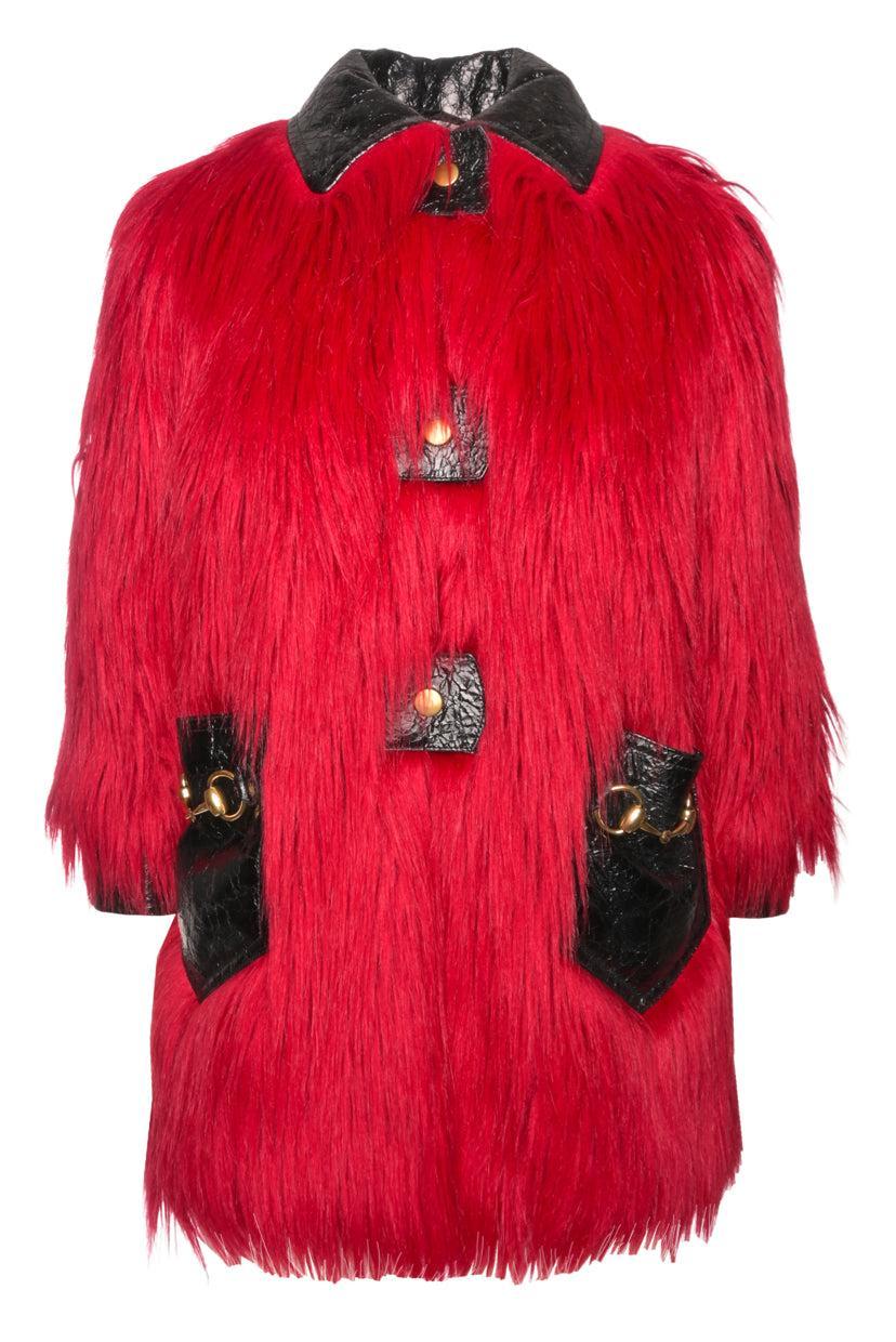 Gucci Size 36 2016 Faux-Fur & Leather Shag  Coat