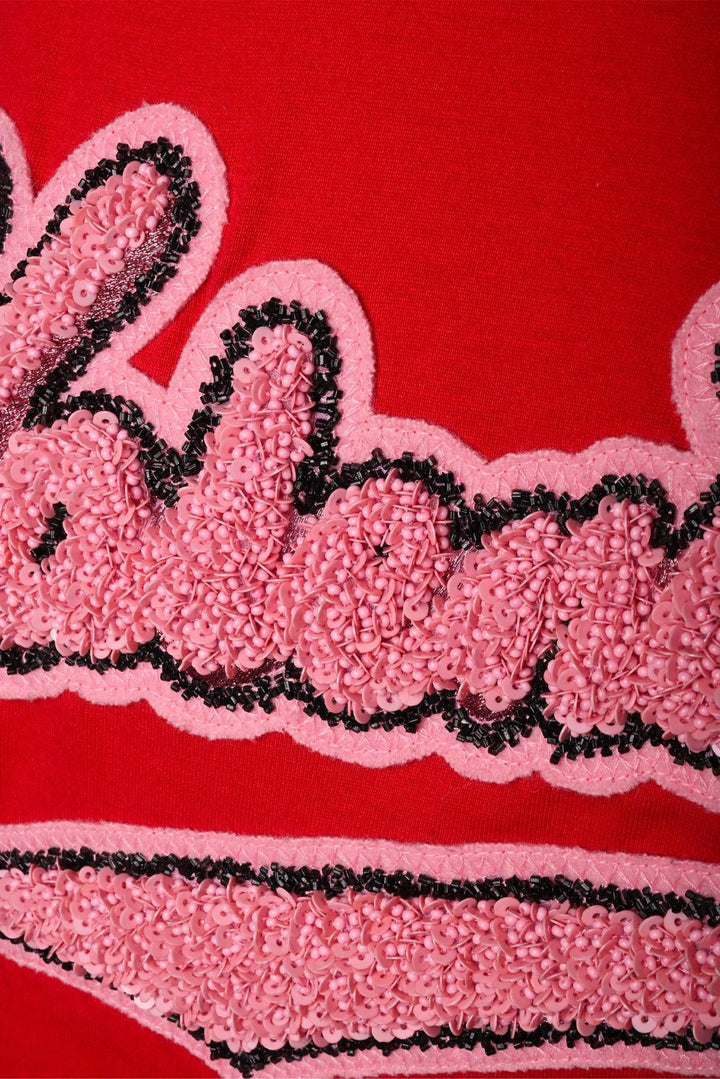Valentino Size M Sequin Embellished Logo T-Shirt