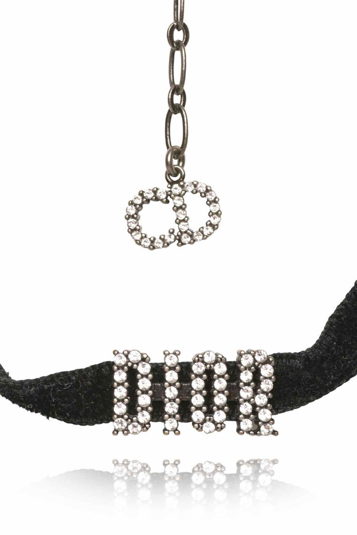 Dior Velvet & Crystal Embellished Dior Choker Necklace