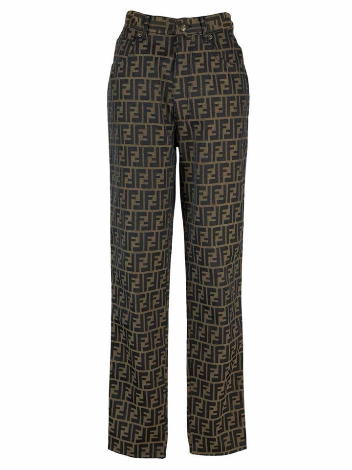 Fendi Size 31 FF Zucca Motif Printed Pants
