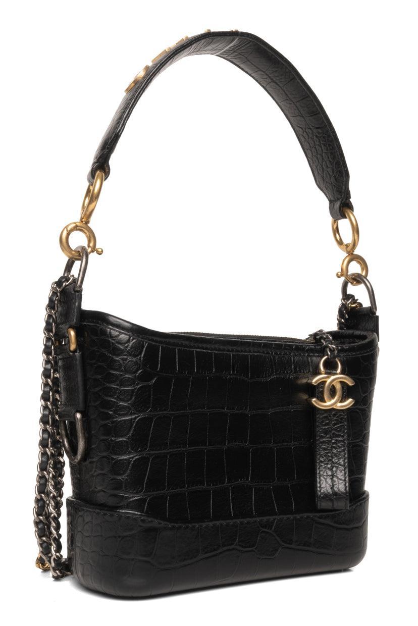 Chanel 2019 Croc-Embossed Calfskin Small Gabrielle Hobo