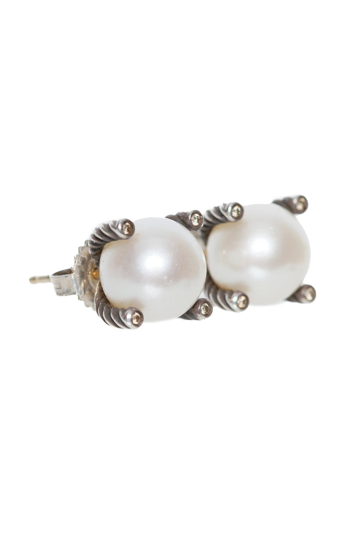 David Yurman Size OS Pearl Stud w/ Diamonds Earrings