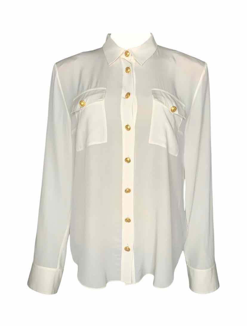 Balmain Size 44 Crepe De Chine Silk Blouse