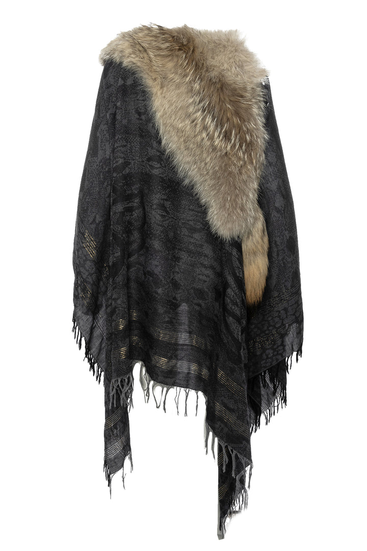 Roberto Cavalli Size OS Fur Trimmed Collared Cape