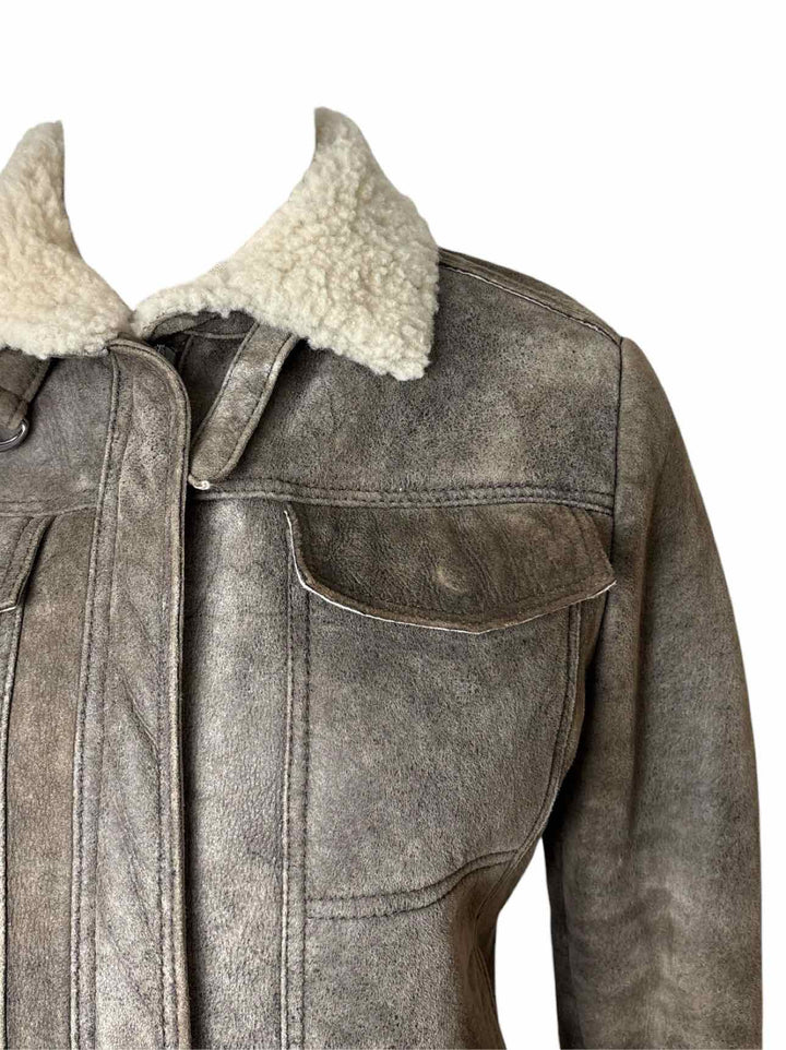 John Varvatos Size 42 Shearling Leather Jacket
