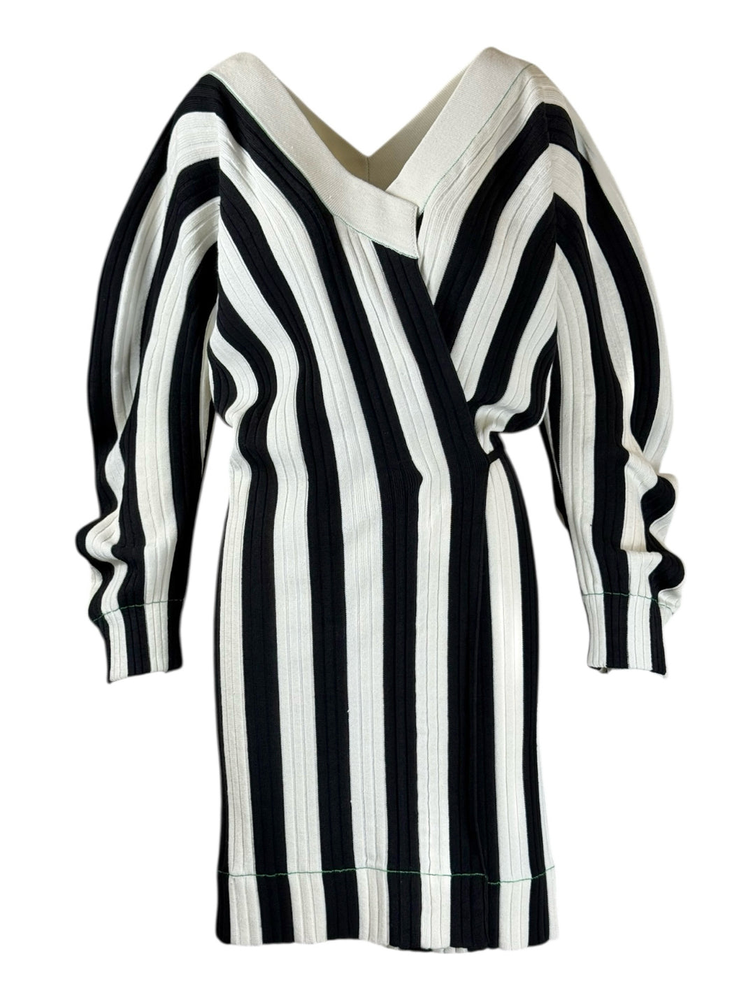 Bottega Veneta Size L Striped Linen-Blend Wrap Cardigan