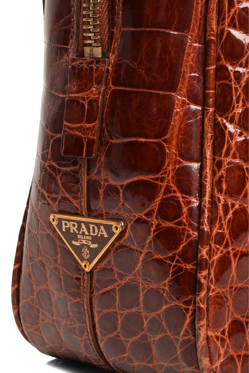 Prada 2000s Crocodile Leather Shoulder Bag