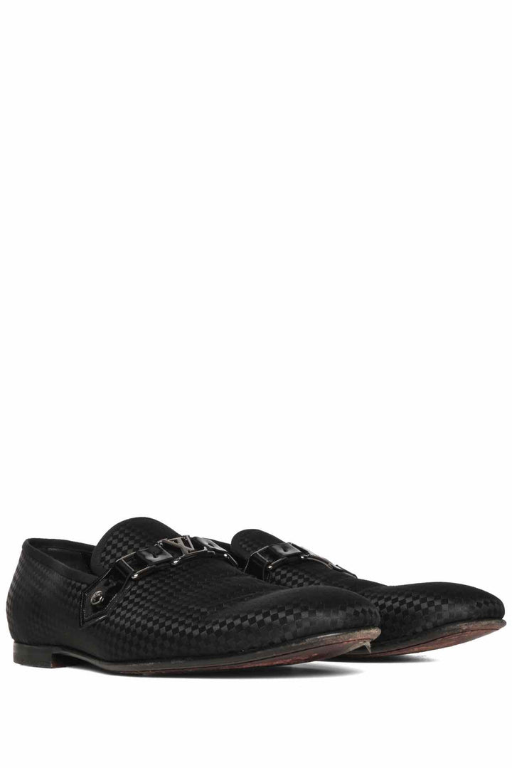 Louis Vuitton Size 9 Men's LV Plaque Satin Slip On Loafers