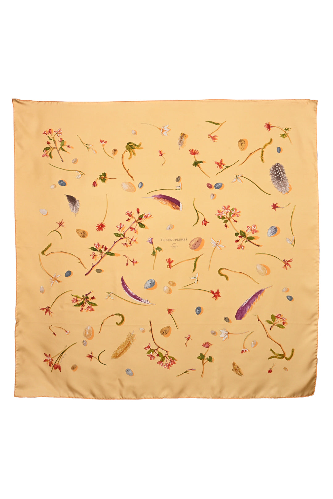 Hermes Fleurs Et Plumes Silk Scarf