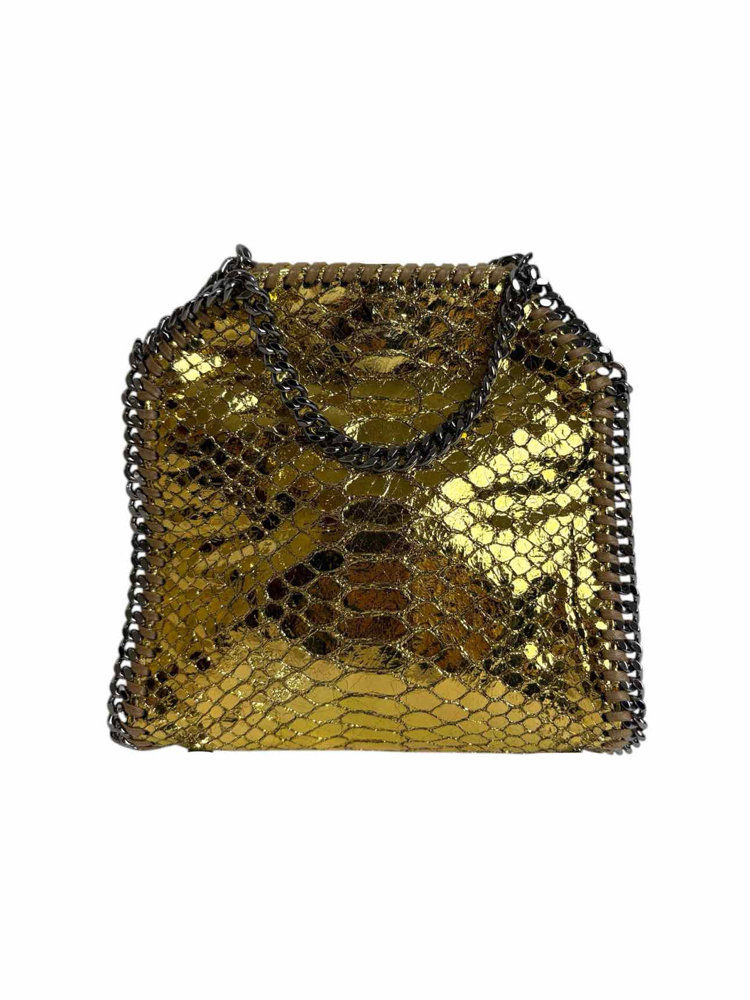 Stella Mccartney Faux Leather Metallic Snake Print Falabella  Crossbody Purse